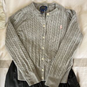Girls' Polo Ralph Lauren Grey Mini-Cable Knit Sweater
